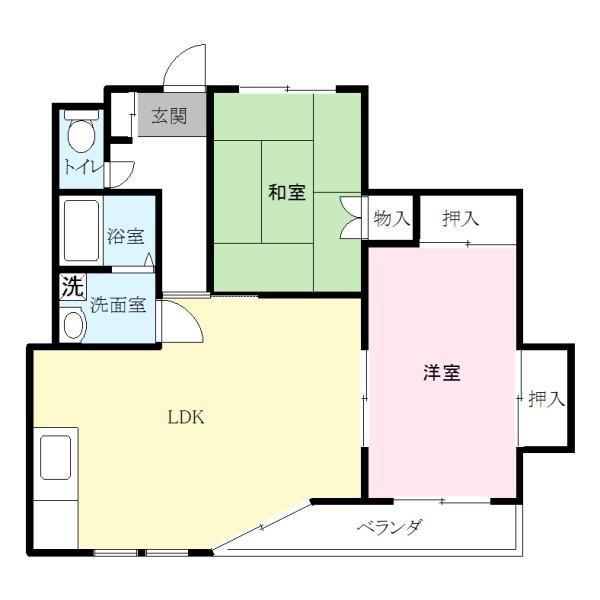 バンベールハウス A棟(2LDK/3階)の間取り写真