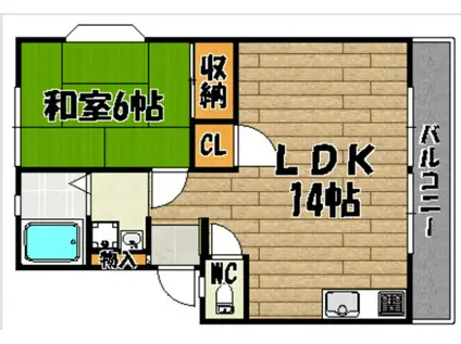 ラ・プラーニュ壱番館・弐番館(1LDK/1階)の間取り写真