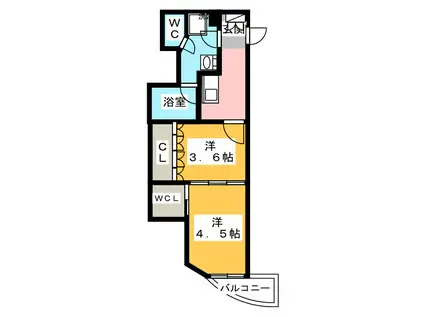 ザ・パークハビオ神楽坂(2K/5階)の間取り写真