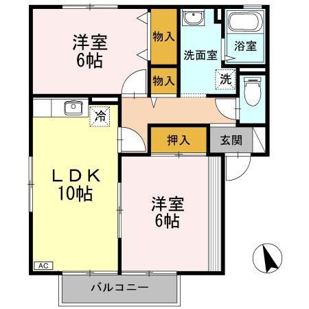 コーポ・パルA棟(2LDK/1階)の間取り写真