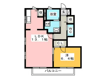 メゾン勝沼 10(1LDK/1階)の間取り写真