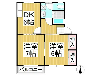 エグゼ東和(2DK/1階)の間取り写真