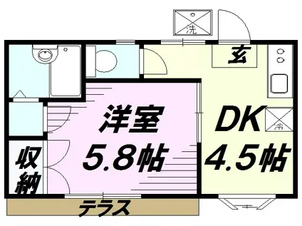 MAKIコーポ(1DK/1階)の間取り写真