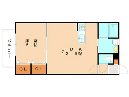 MOON赤坂A棟(1LDK/1階)の間取り写真