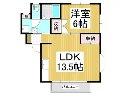 サンライフK・I・M(1LDK/2階)の間取り写真