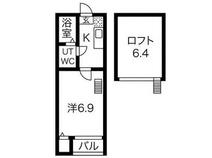 LOFT6志賀本通(1K/1階)の間取り写真