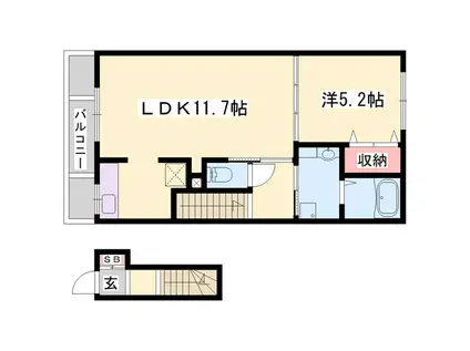 アンソレイユIII(1LDK/2階)の間取り写真