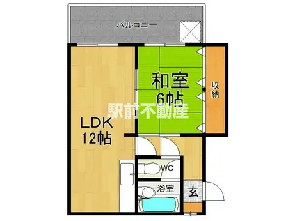 トーエイコーポ(1LDK/1階)の間取り写真