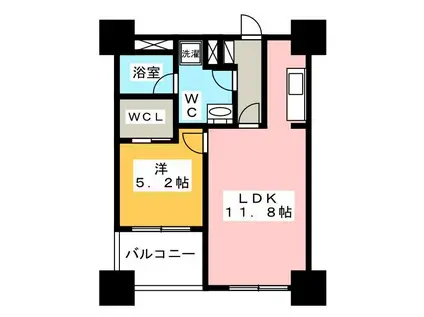 パークキューブ八丁堀(1LDK/5階)の間取り写真