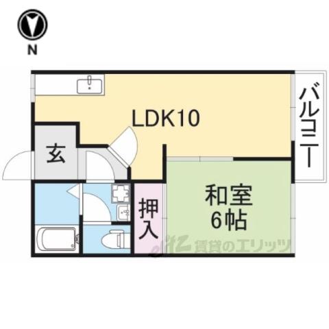 生駒ビューハイツ(1LDK/2階)の間取り写真