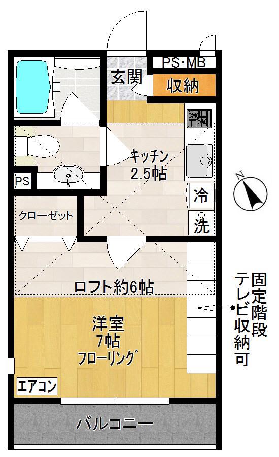 マークシティ(1K/2階)の間取り写真