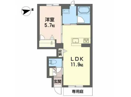 シャーメゾンコタニ(1LDK/1階)の間取り写真