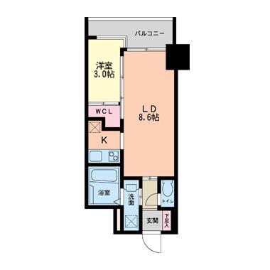 セレニテ本町グランデ(1LDK/14階)の間取り写真