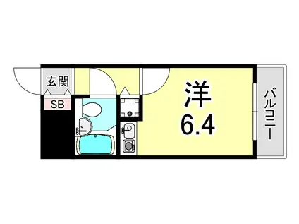 藤和シティホームズ灘(ワンルーム/11階)の間取り写真