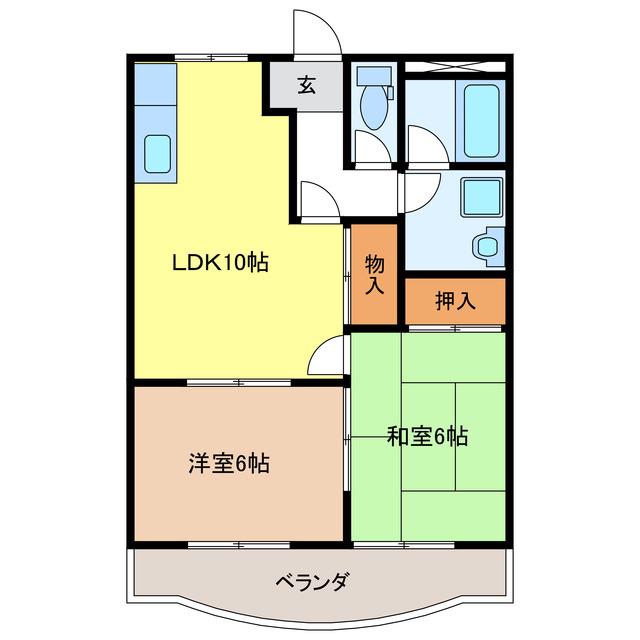 バンティアン(2LDK/2階)の間取り写真