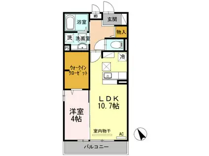 サンフォレストIII(1LDK/1階)の間取り写真