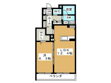 クレストヒル見付(1LDK/1階)の間取り写真