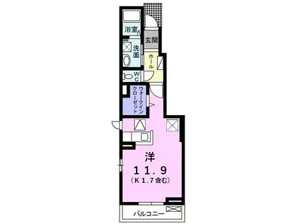 プログレス N I(ワンルーム/1階)の間取り写真