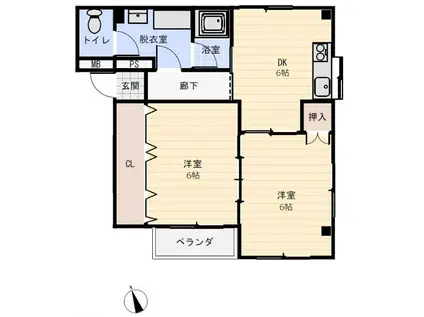 ルナパレス(2DK/4階)の間取り写真