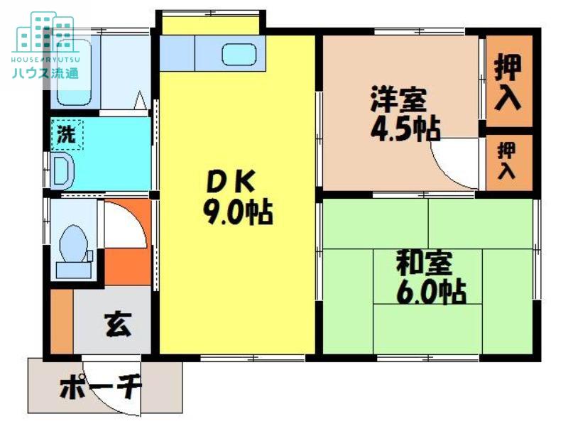 グレープハイツ(2DK/1階)の間取り写真