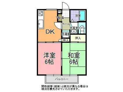 クレール平須(2DK/2階)の間取り写真