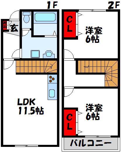 J-メゾンI(2LDK/1階)の間取り写真
