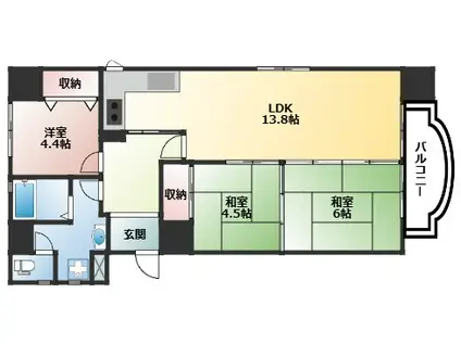 クリーンピアしかま恵美酒(3LDK/3階)の間取り写真