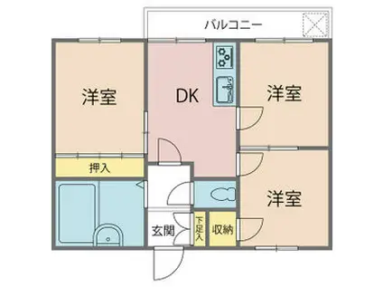 ドルフ西岡本(3DK/5階)の間取り写真