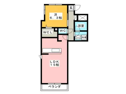 アクア・レガーレ ステージI(1LDK/5階)の間取り写真