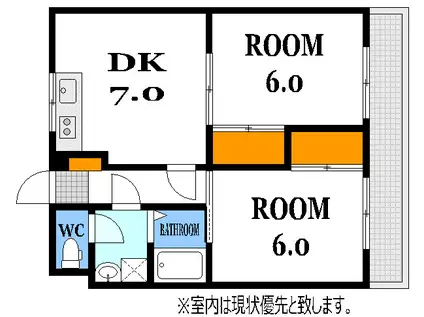 ベルグラン古市II(2DK/2階)の間取り写真
