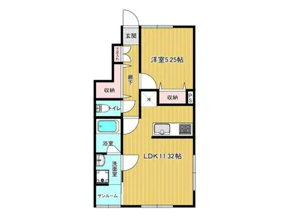 ブルジェオンA(1LDK/1階)の間取り写真