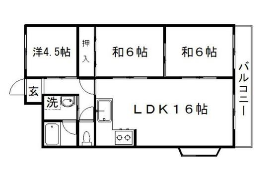 YSビル岡南(3LDK/3階)の間取り写真