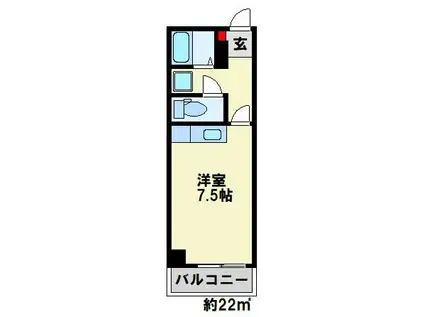 キャッツ八幡(ワンルーム/4階)の間取り写真
