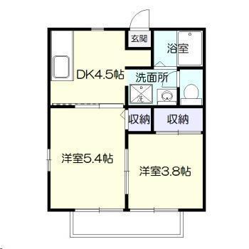ラフィーネ加納 A(2DK/2階)の間取り写真