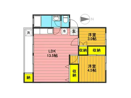 富士見町19号棟(2LDK/5階)の間取り写真