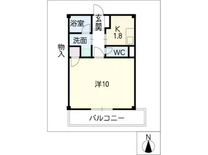 メンデルスゾーン(1K/2階)の間取り写真