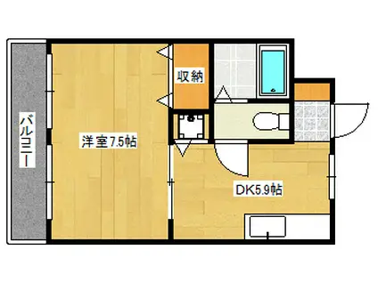 マンション渡辺(1DK/2階)の間取り写真