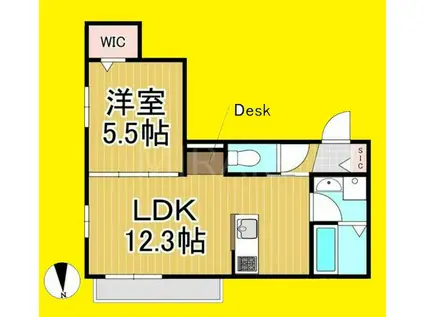 LAULEA湘南茅ヶ崎(1LDK/2階)の間取り写真