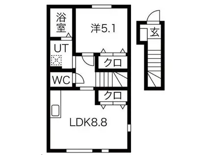 アーバンスタイルI(1LDK/1階)の間取り写真