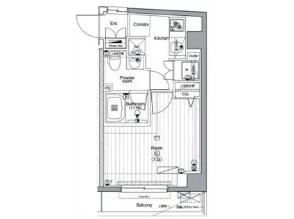 プレミアムキューブ文京江戸川橋♯MO(1K/1階)の間取り写真