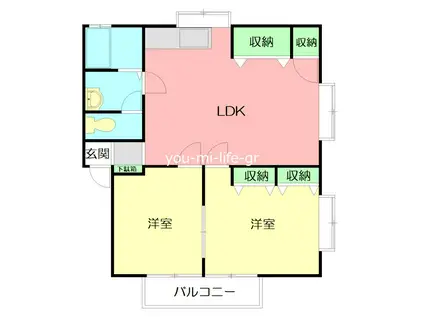 ハイツシャローム(2LDK/2階)の間取り写真