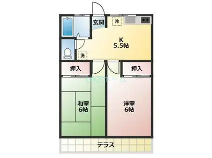 松ヶ丘ハイツ(2K/2階)の間取り写真