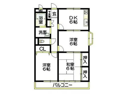 雄姿III(3DK/1階)の間取り写真