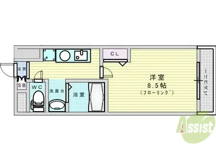 プルミエールメゾン江坂(1K/5階)の間取り写真