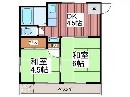 埼玉高速鉄道 戸塚安行駅 徒歩34分 2階建 築43年(2DK/2階)の間取り写真