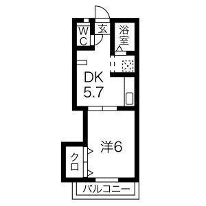 サンライフ(1DK/2階)の間取り写真