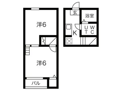 グランコンフォール米野IV(1K/2階)の間取り写真