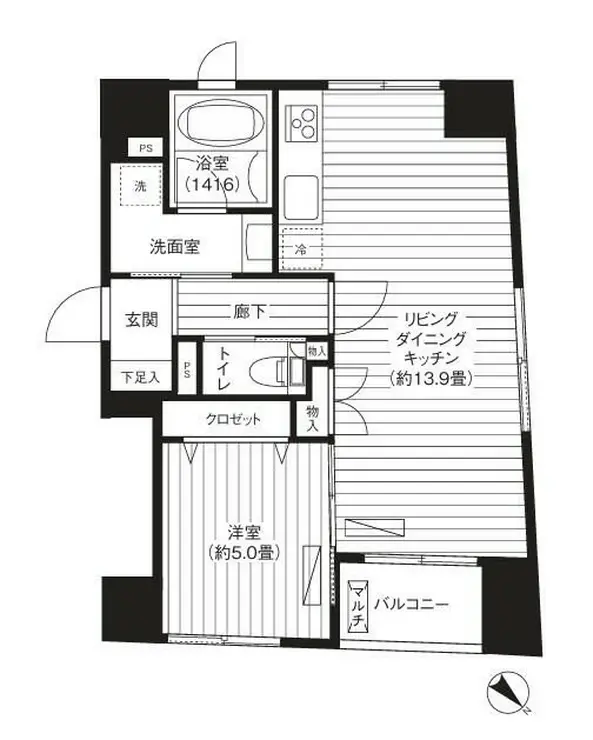 クロスフォー築地 3階階 間取り