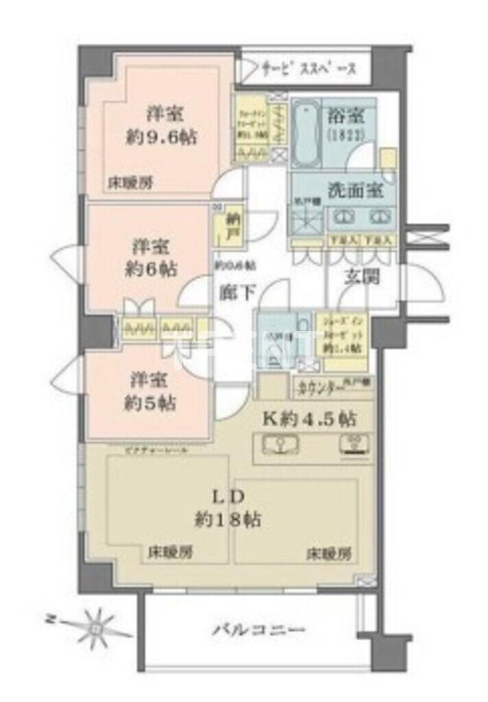 ザ・パークハウス千代田六番町(3LDK/7階)の間取り写真