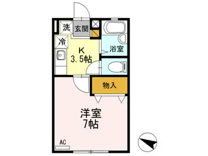 ゼロワンIII(1K/2階)の間取り写真